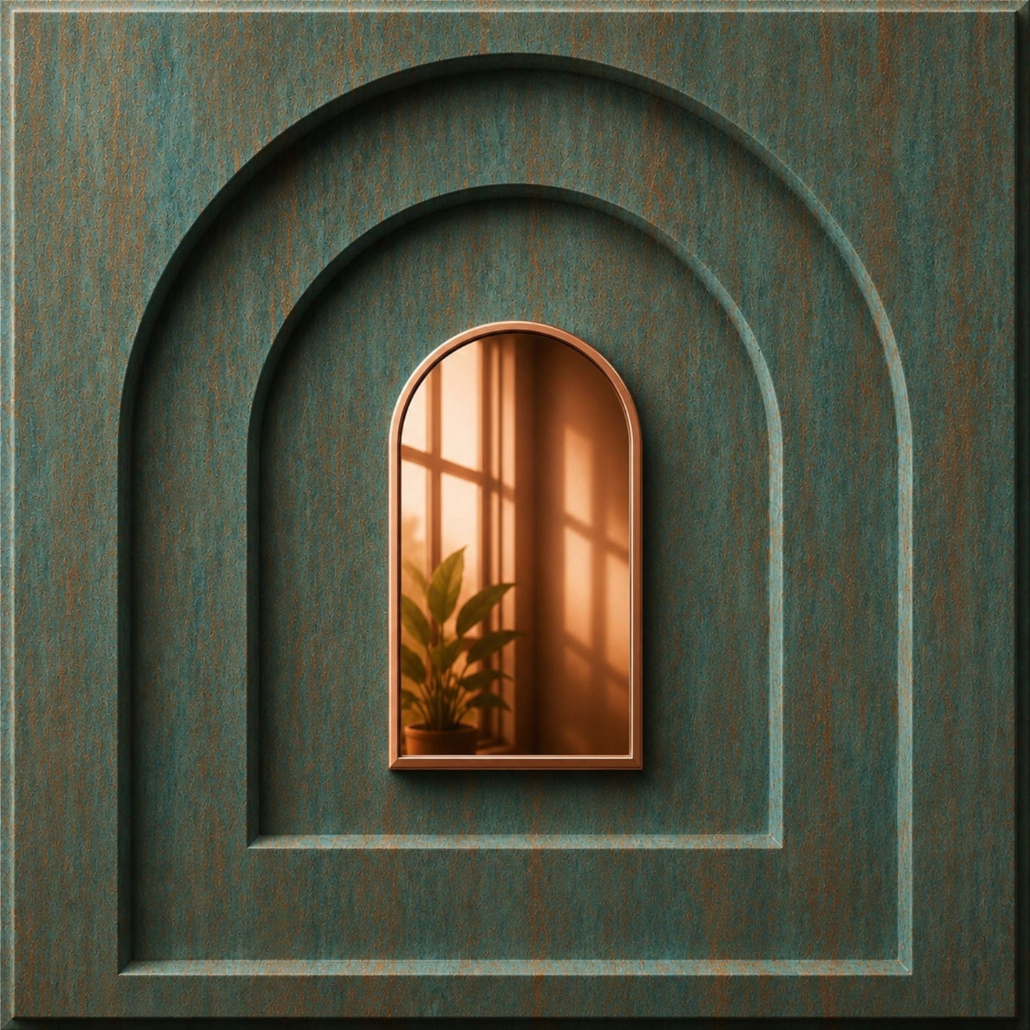 Rustic Wood Copper Archi Design Acrylic 3D Wall Panel