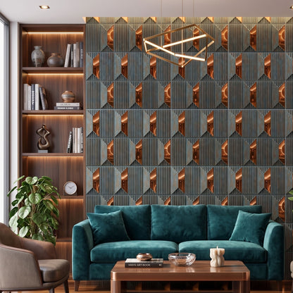 Rustic Wood Copper Artisan Design Acrylic 3D Wall Panel-2