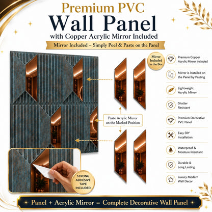 Rustic Wood Copper Artisan Design Acrylic 3D Wall Panel-4