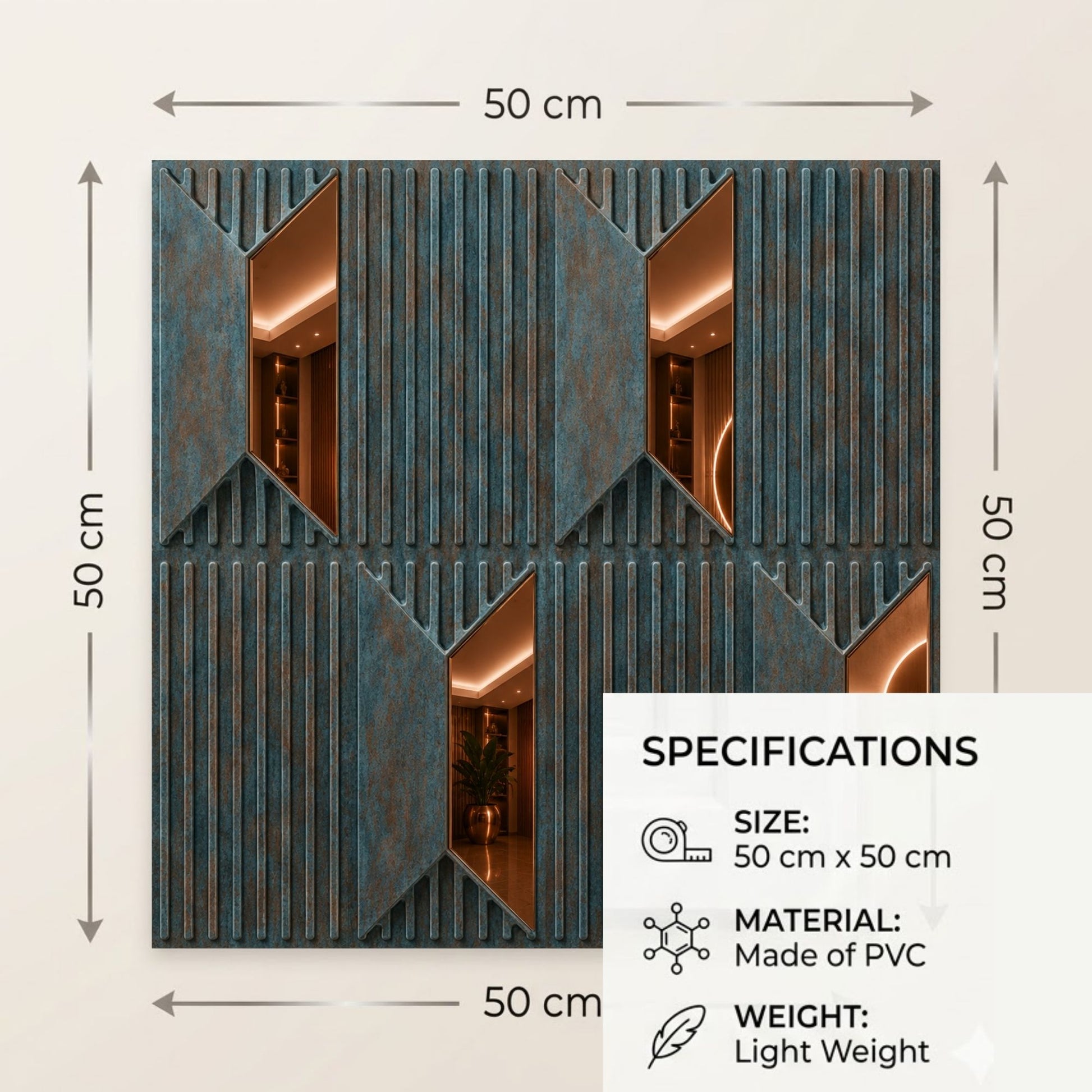 Rustic Wood Copper Artisan Design Acrylic 3D Wall Panel-5