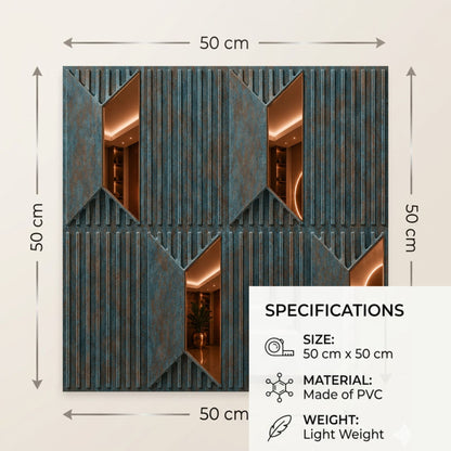 Rustic Wood Copper Artisan Design Acrylic 3D Wall Panel-5