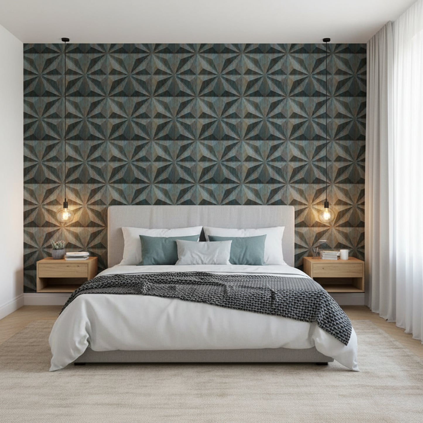 Rustic Wood Crystal Design 3D Wall Panel View-2