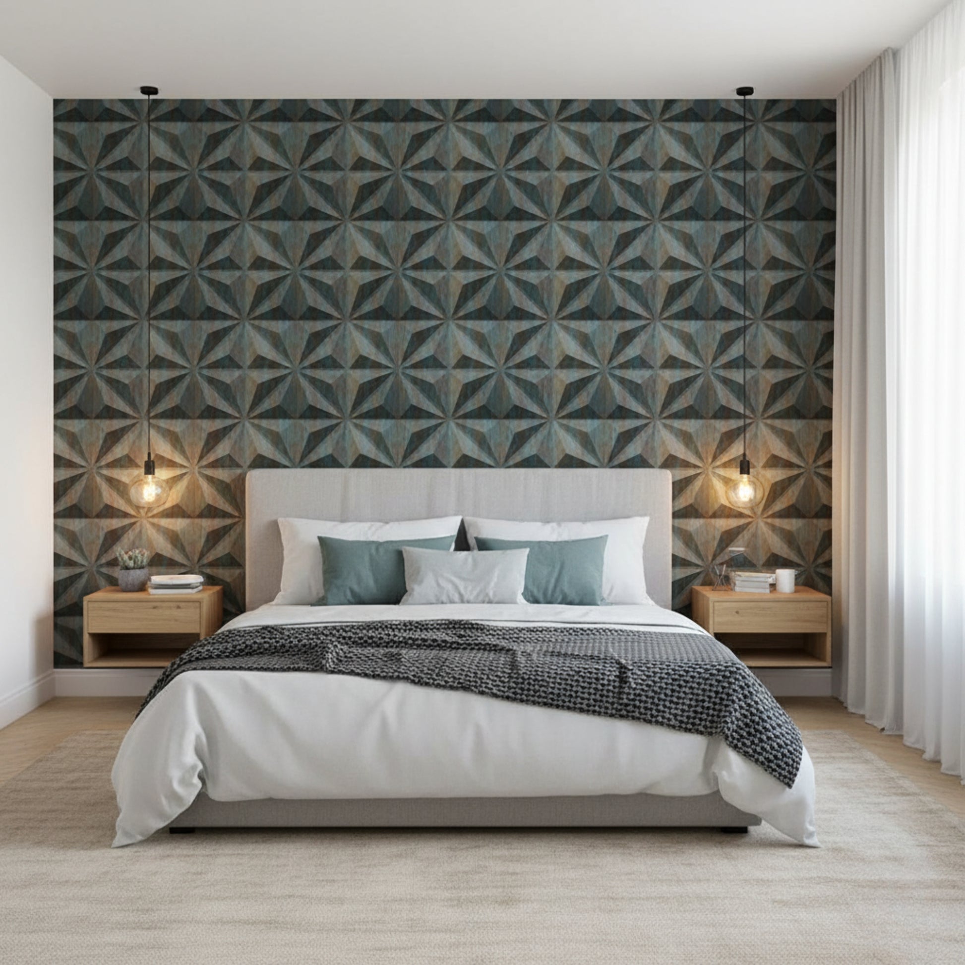 Rustic Wood Crystal Design 3D Wall Panel View-2