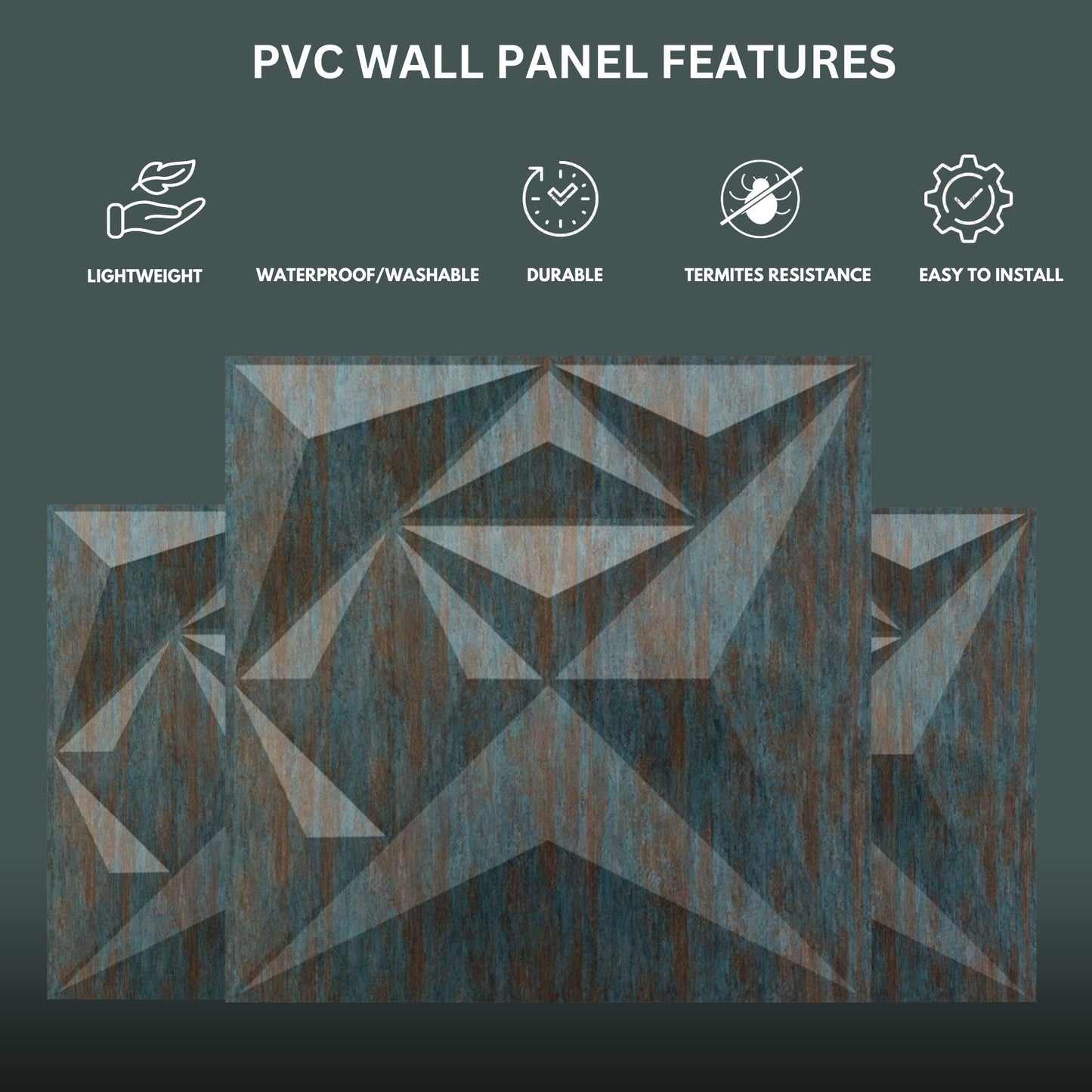 Rustic wood Diamond Design 3D Wall Panel-4