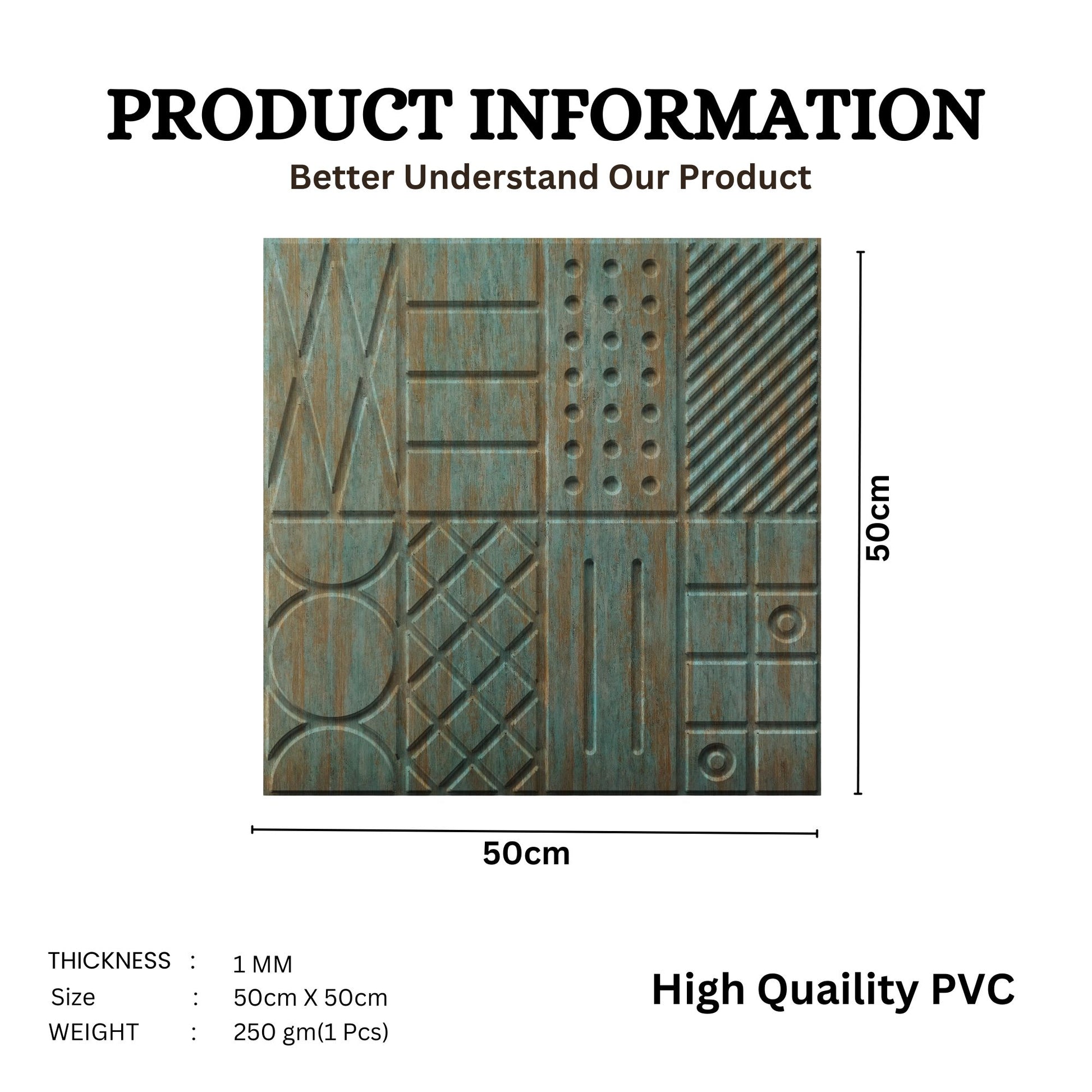 Rustic Wood Self Adhesive Panels Square Design