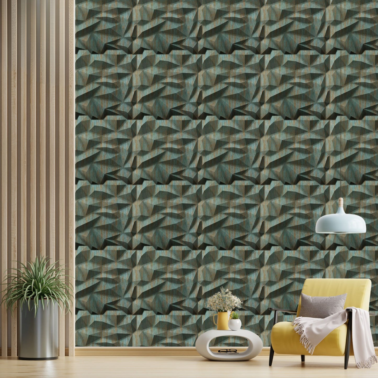 Rustic Wood Diamond Design 3D Wall Panel View-1