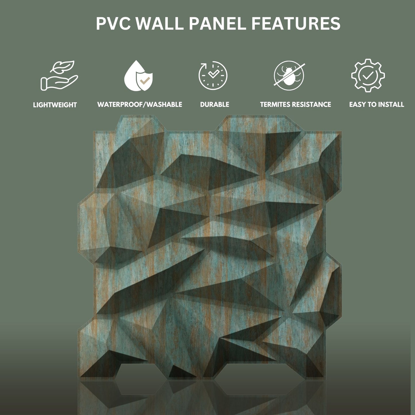 Rustic Wood Diamond Design 3D Wall Panel View-2