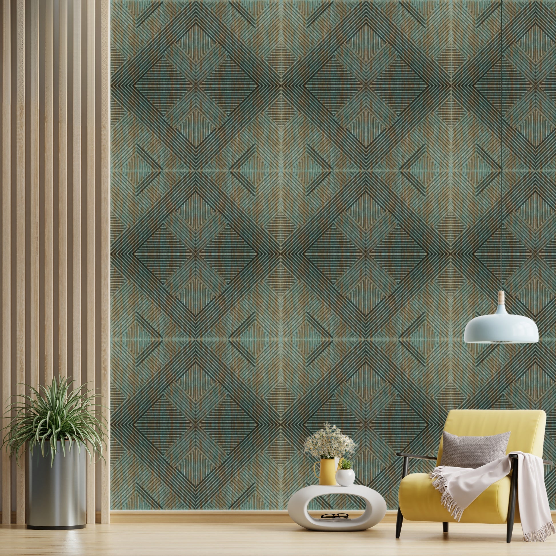 Rustic Wood Self Adhesive Panels Line Abstract Design