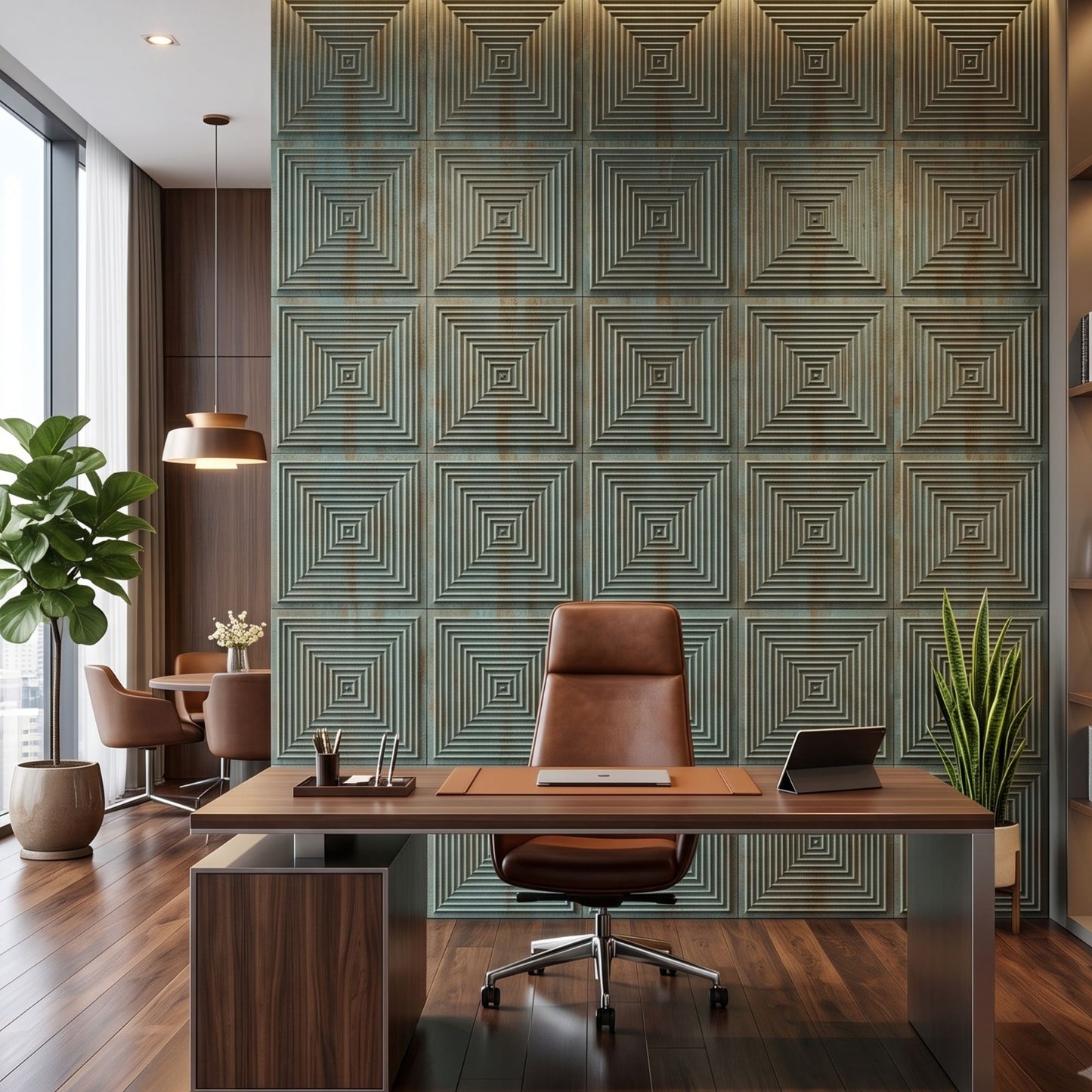 Rustic Wood Pyramid Design 3D Wall Panel-1