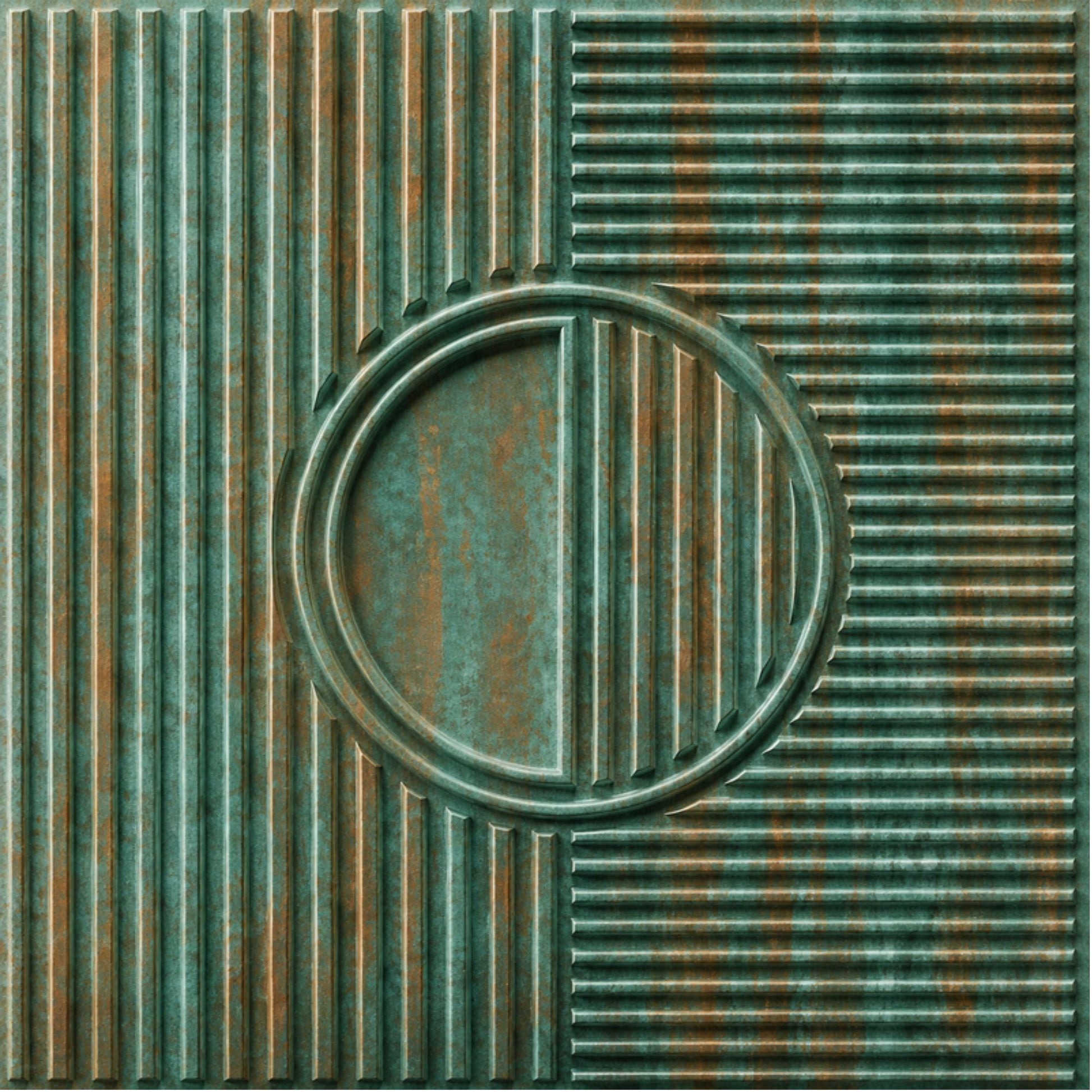 Rustic Wood Self Adhesive PVC wall Panels Fluted Circle Design
