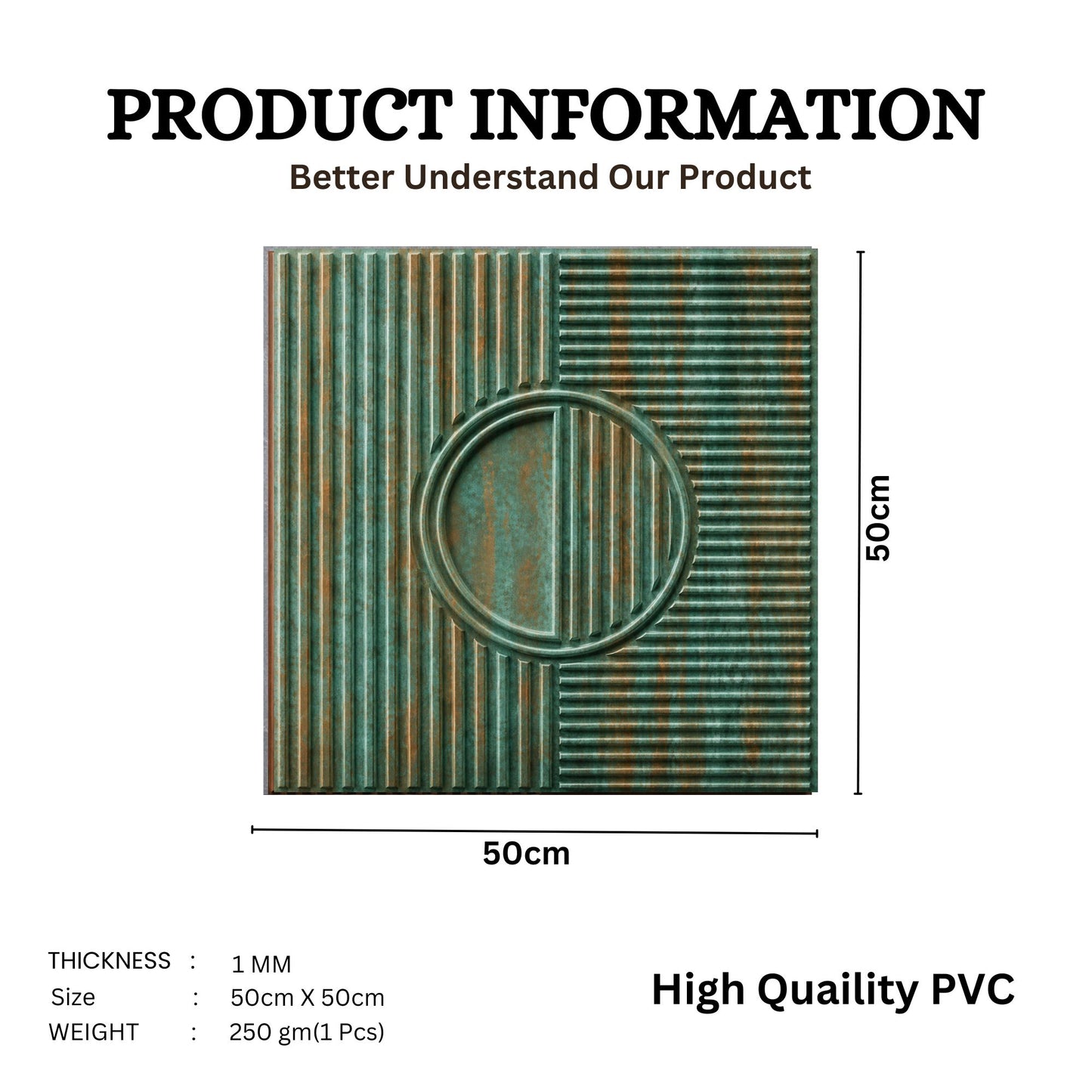 Rustic Wood Self Adhesive PVC wall Panels Fluted Circle Design
