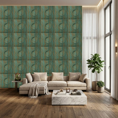 Rustic Wood Self Adhesive PVC wall Panels Fluted Circle Design
