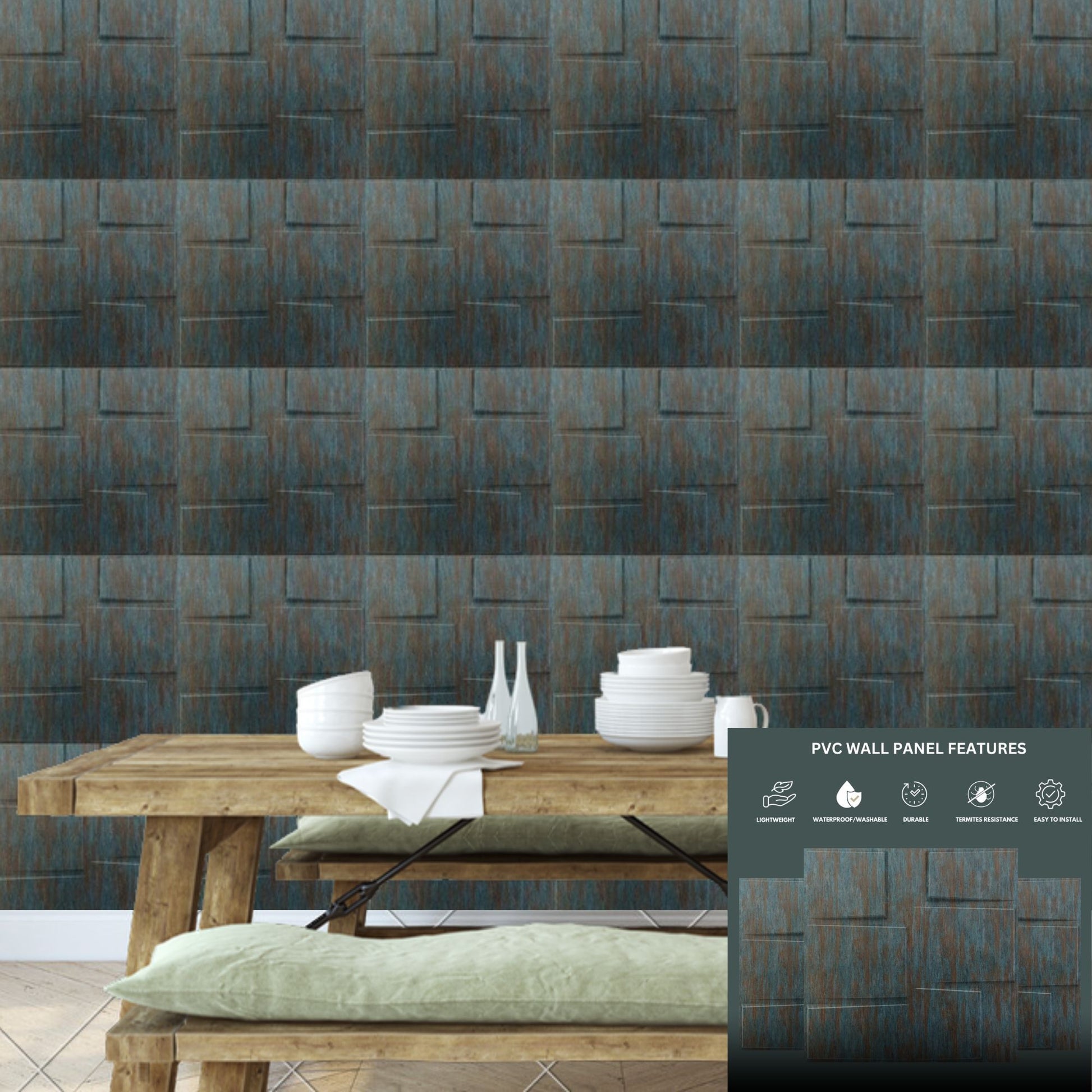 Rustic Wood Stream Design 3D Wall Panel-2