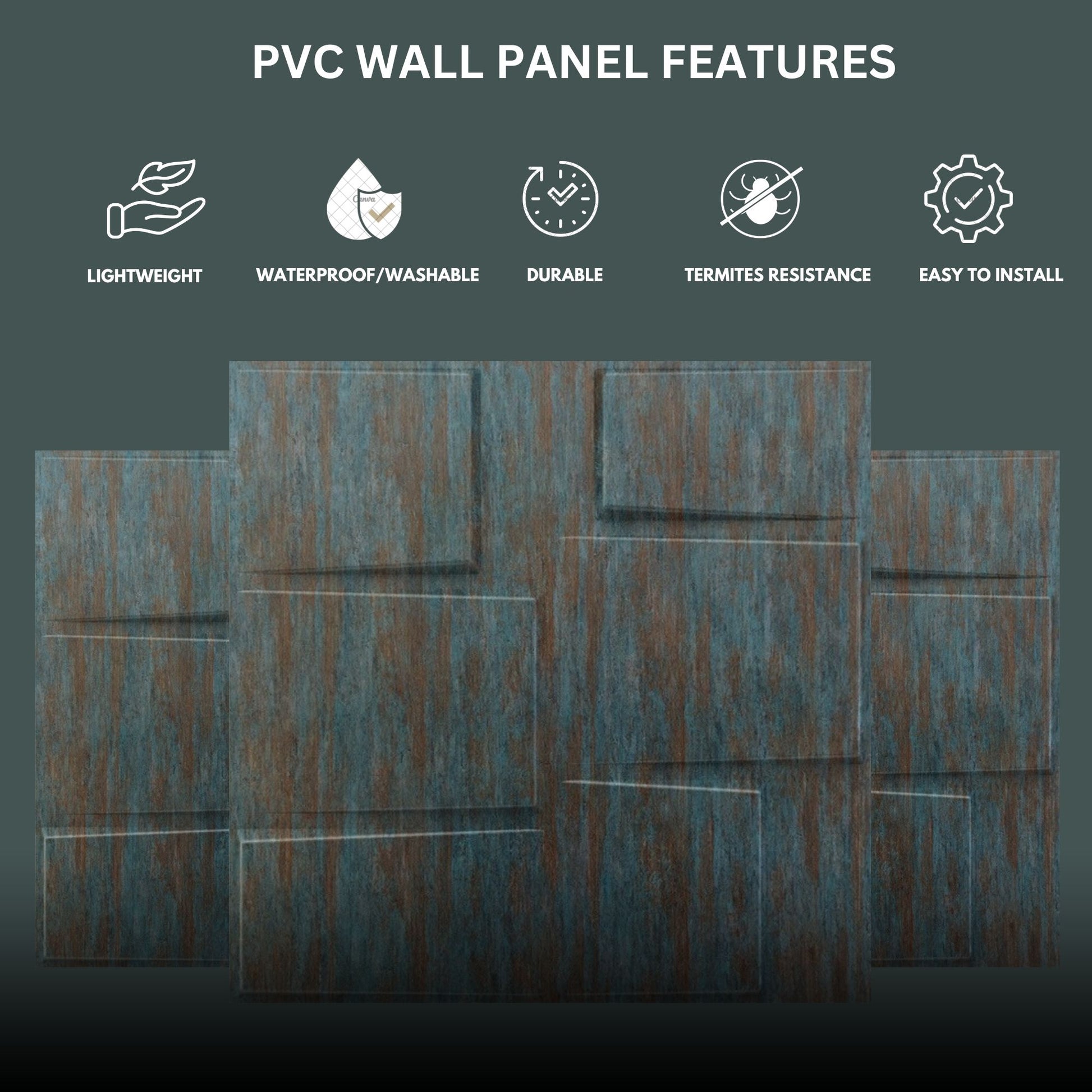 Rustic Wood Stream Design 3D Wall Panel-4