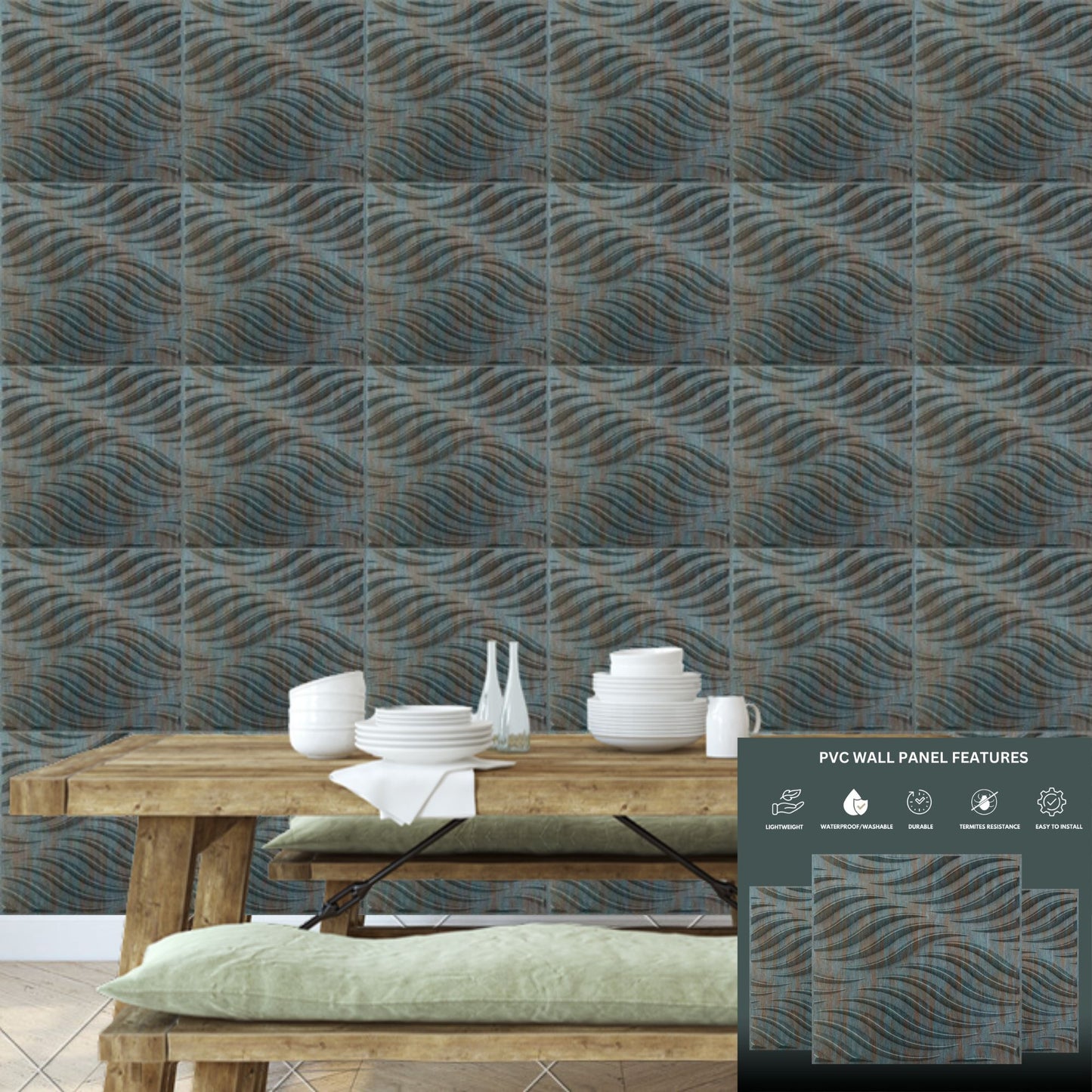 Rustic Wood 3D Wall Panels Swirl Design front-3
