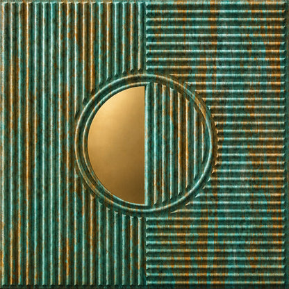 Rustic wood - Copper Self Adhesive PVC wall Panels Fluted Circle Design

