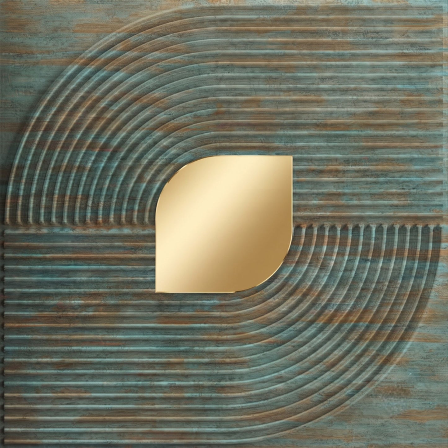 Rustic wood - Copper Self Adhesive PVC wall Panels Curve Line Design
