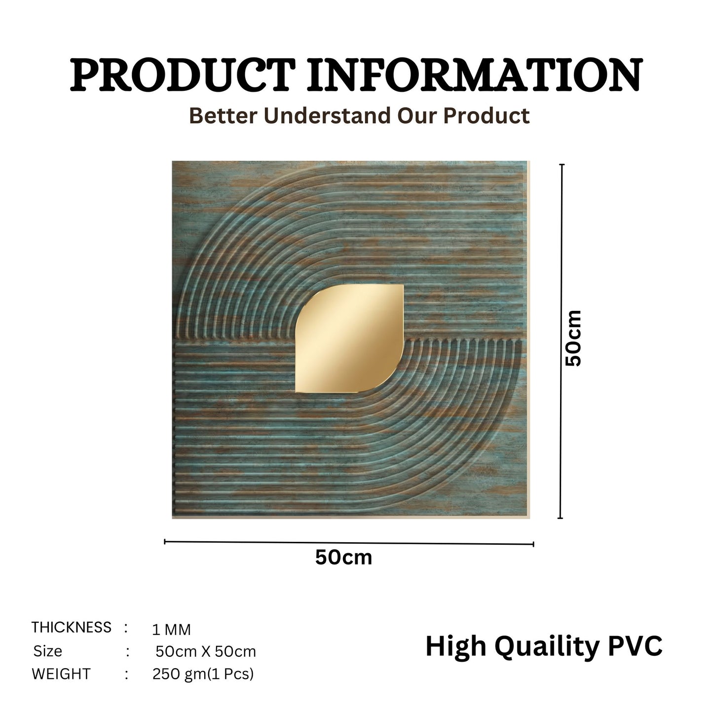 Rustic wood - Copper Self Adhesive PVC wall Panels Curve Line Design
