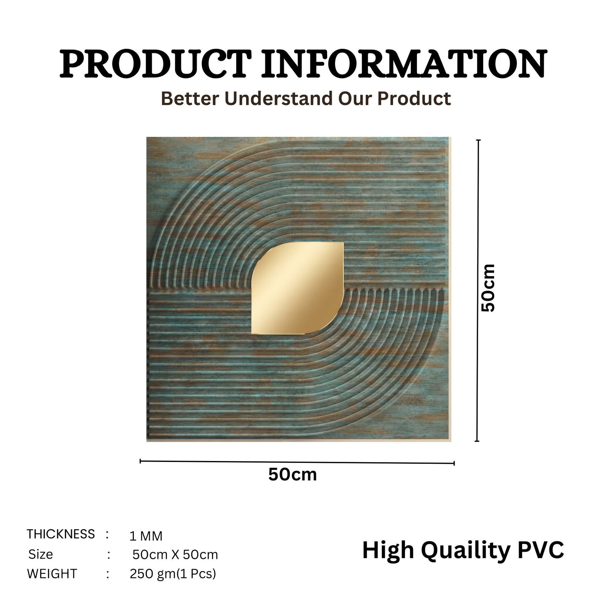 Rustic wood - Copper Self Adhesive PVC wall Panels Curve Line Design
