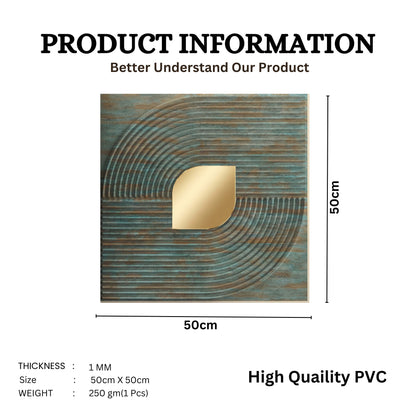 Rustic wood - Copper Self Adhesive PVC wall Panels Curve Line Design
