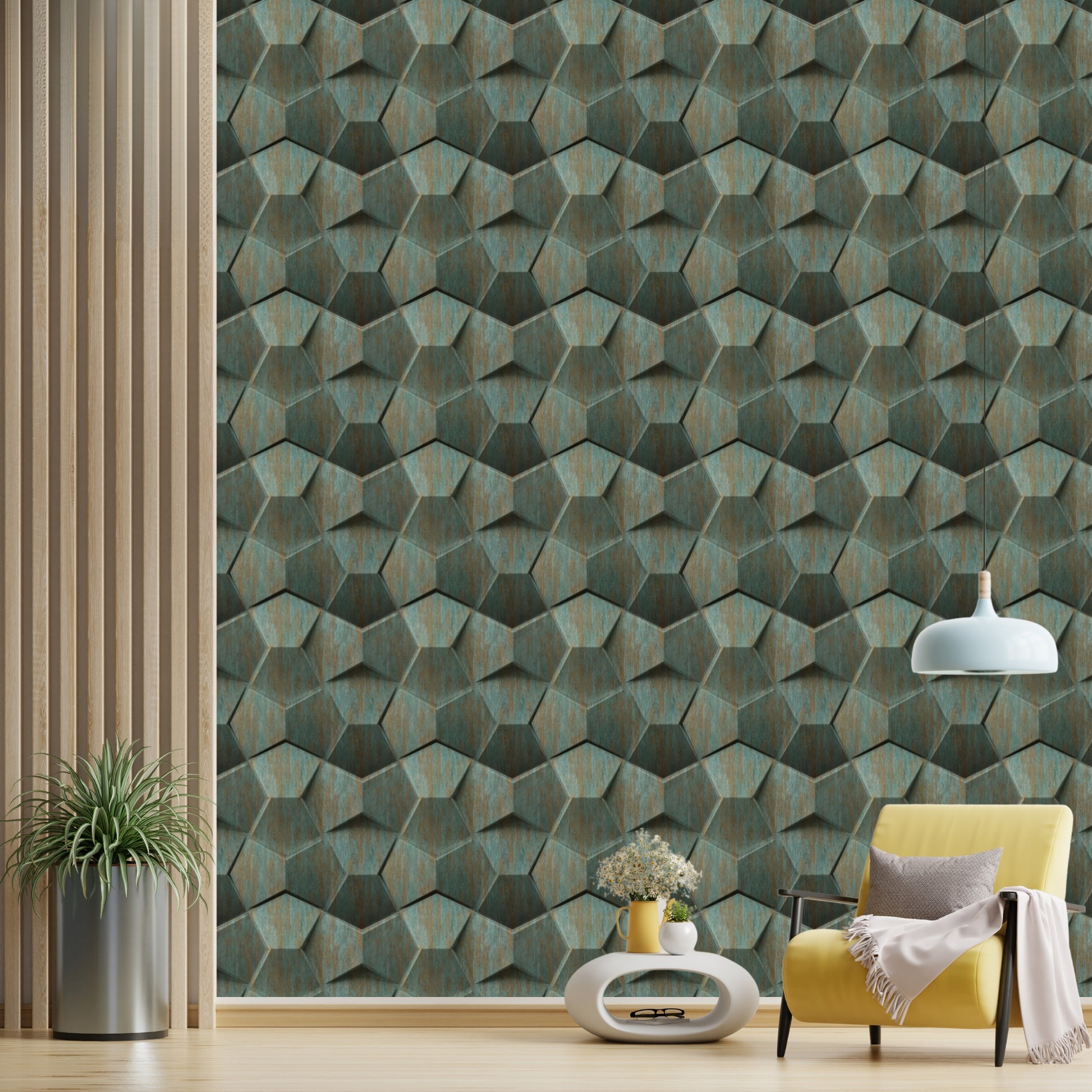 Rustic Wood 3D Wall Panels Hexa quarter Design