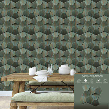 Rustic Wood 3D Wall Panels Hexa quarter Design