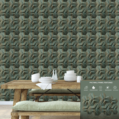 Rustic Wood 3D Wall Panels Hexagon Design
