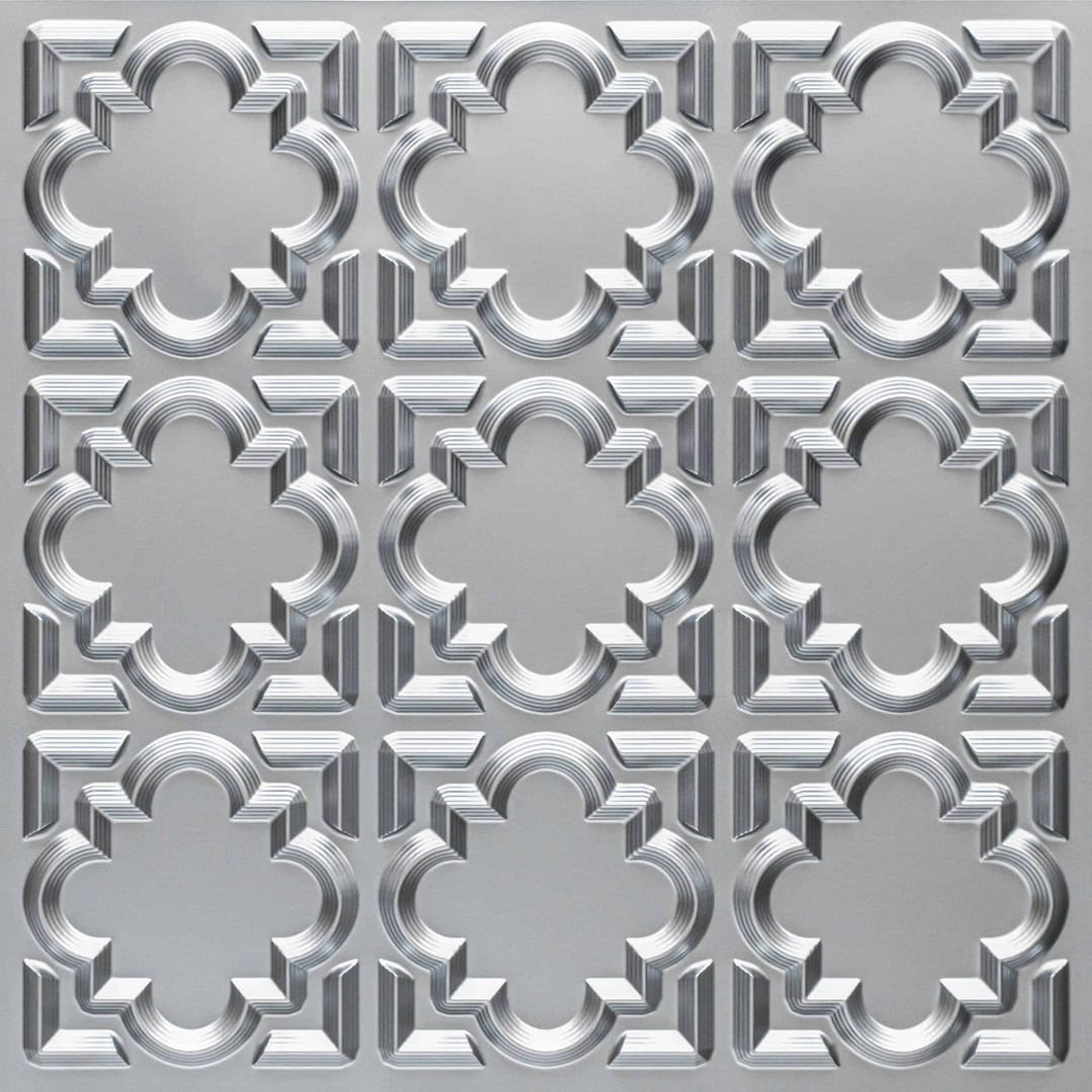 Silver Color Quatrefoil Design 3D Ceiling Panel