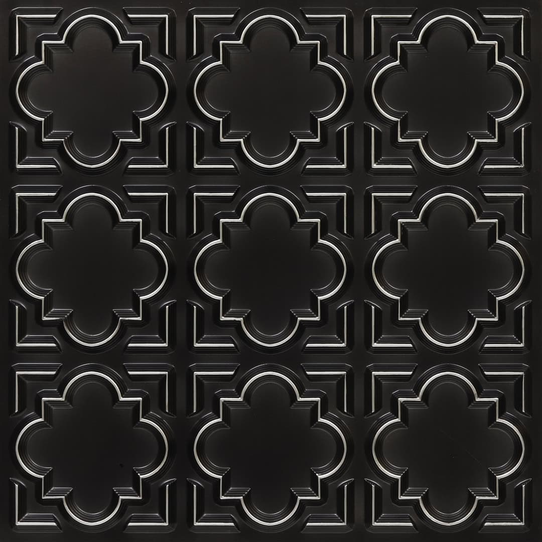 Silver Color Quatrefoil Design 3D Ceiling Panel