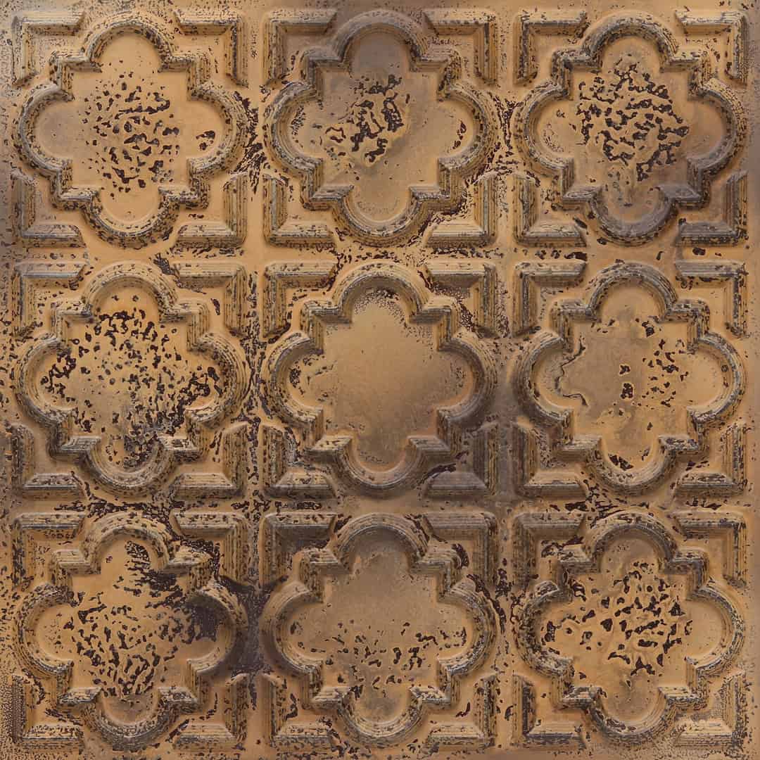 Stained Metal Rustic Color Quatrefoil Design 3D Ceiling Panel