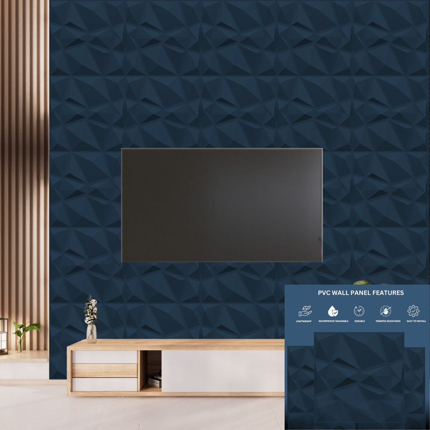 3D Wall Panels - PVC Stone Design 50X50 cm