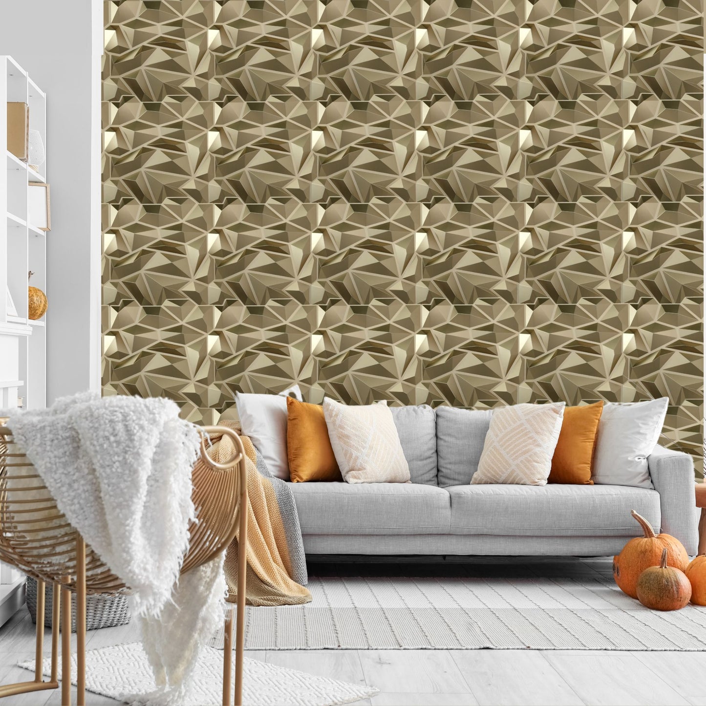 Champagne Gold Diamond Design 3D Wall Panel View-2
