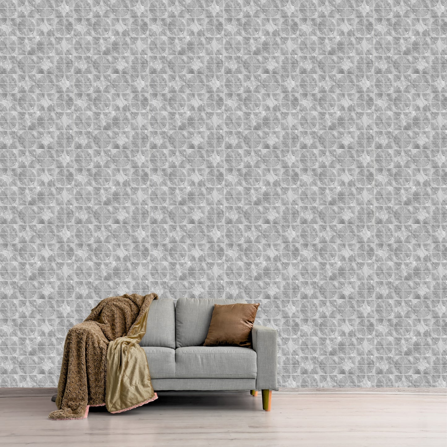 White Marble Self Adhesive Panels Quarter Circle Design

