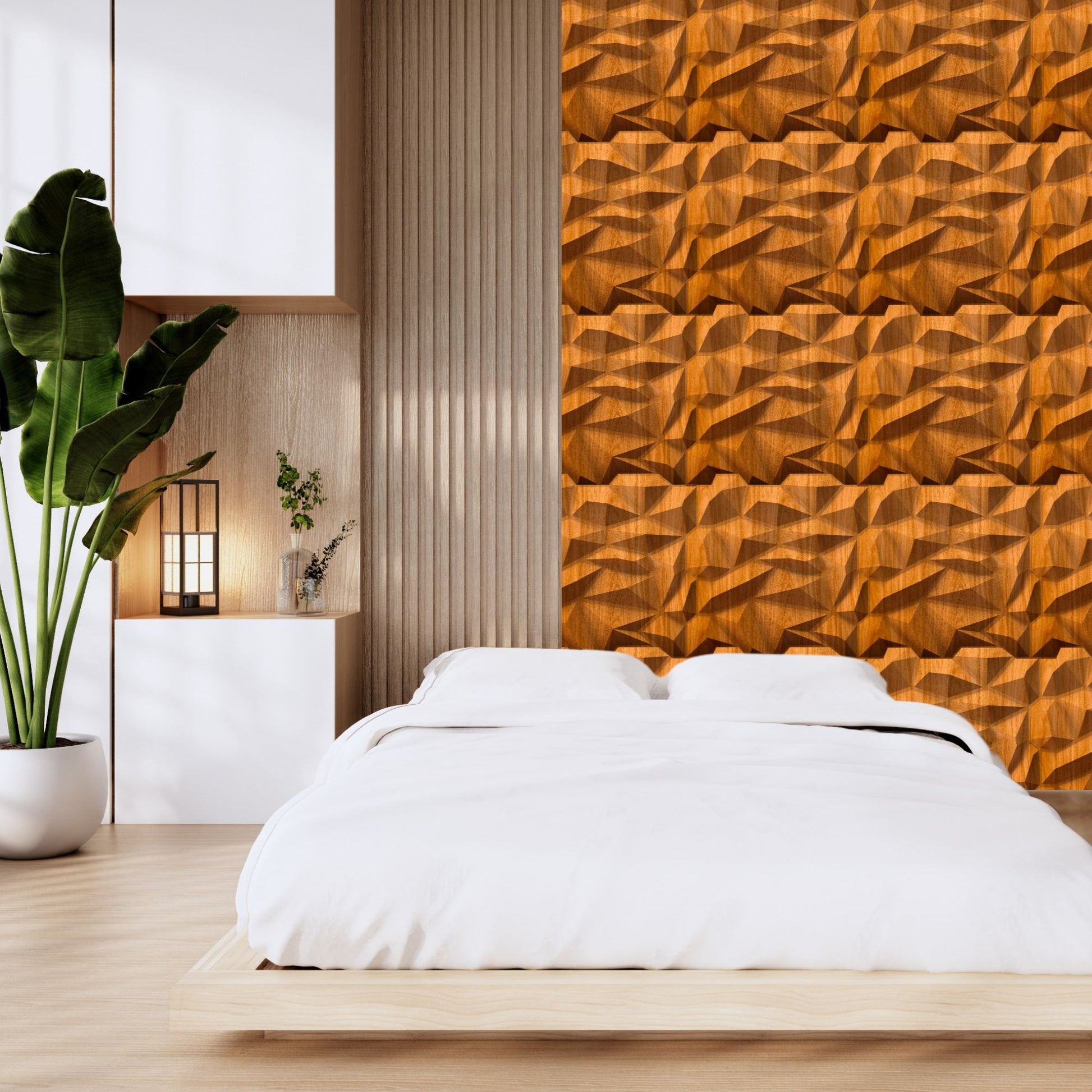 Teak Wood_Diamond_Design_3D_Wall_Panel_View-2