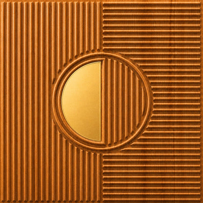 Teak Wood - Gold Self Adhesive PVC wall Panels Fluted Circle Design
