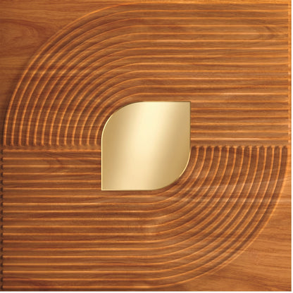 Teak Wood - Gold Self Adhesive PVC wall Panels Curve Line Design