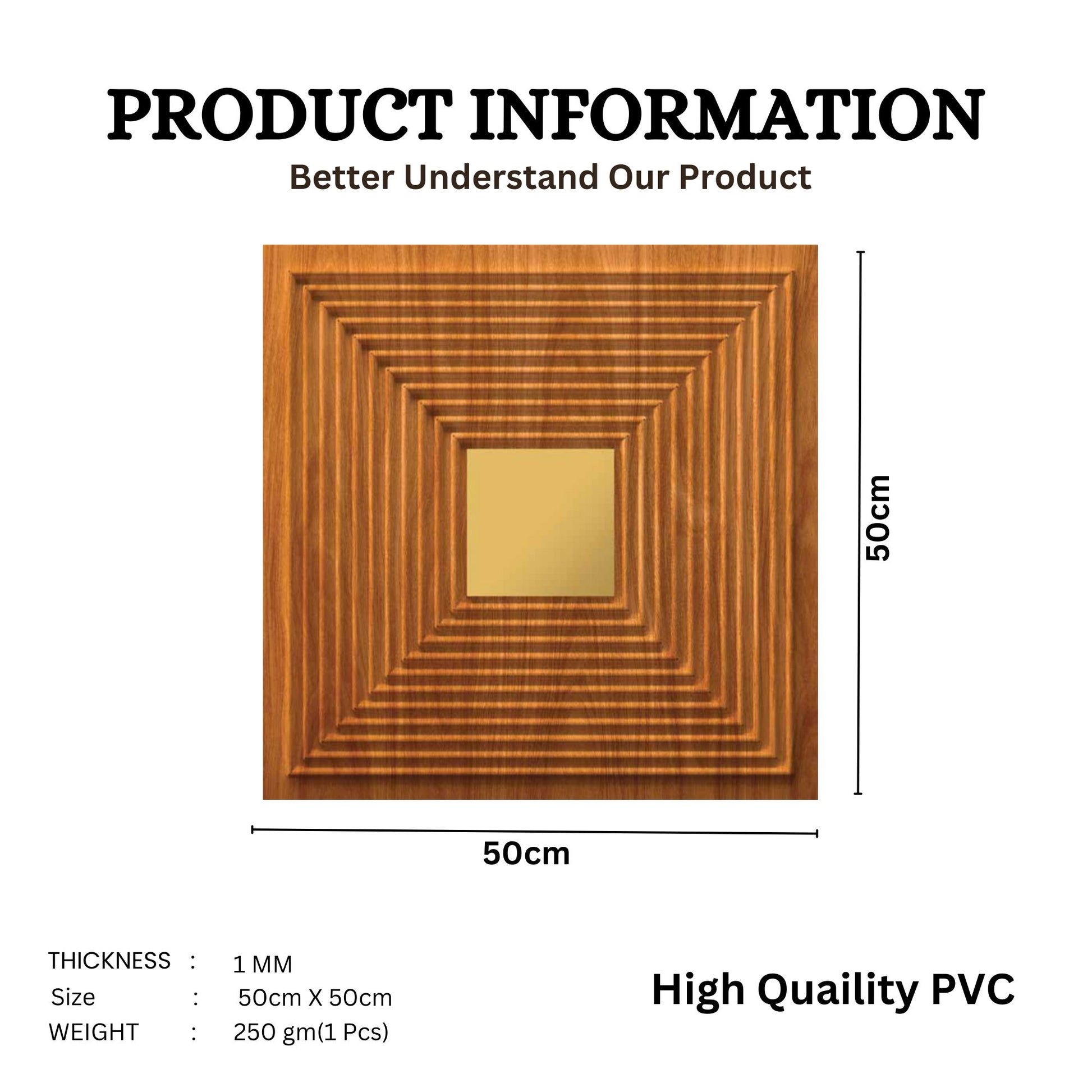 Teak Wood - Gold Self Adhesive Panels Line Design