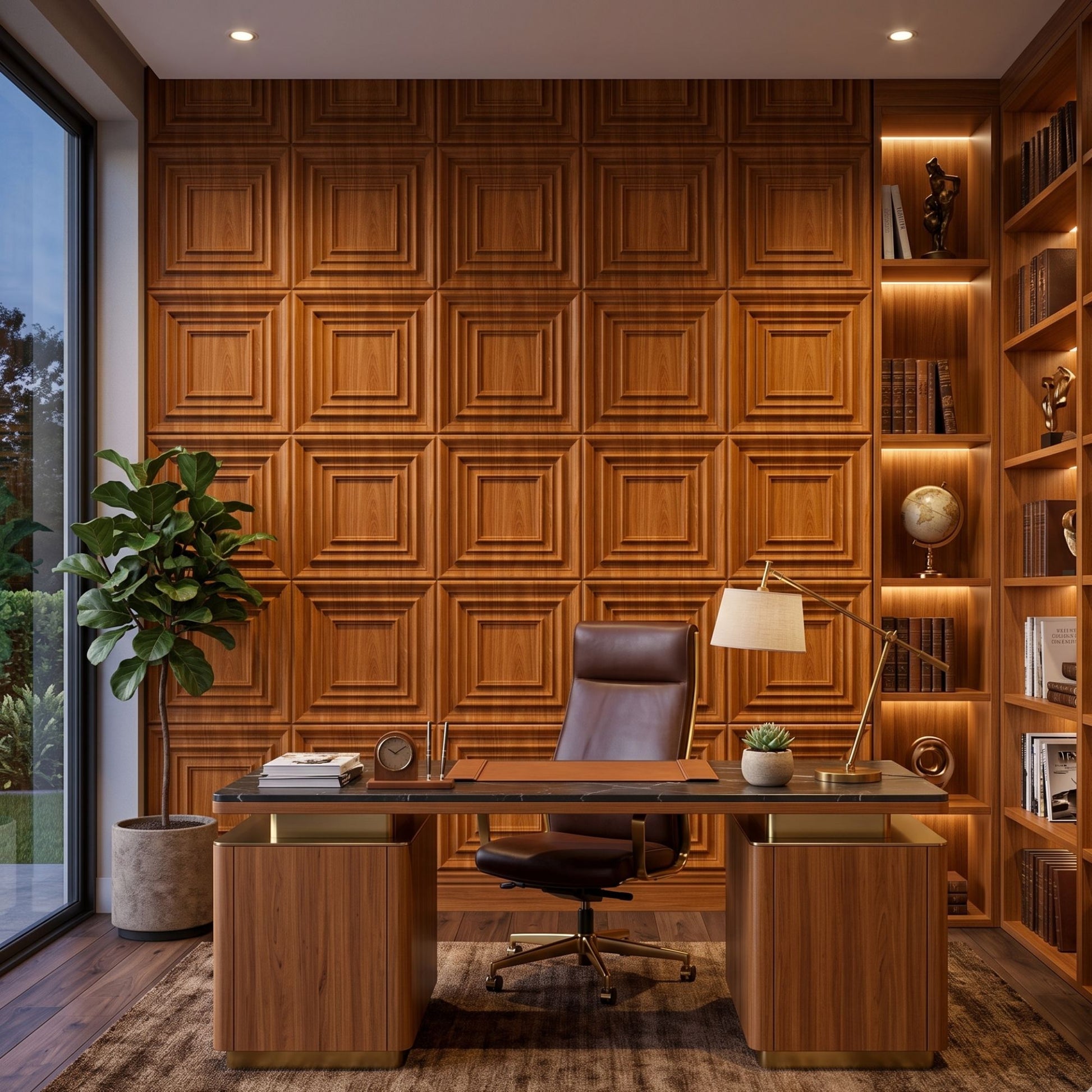Teak Wood 3D Wall Panels Accent Design1