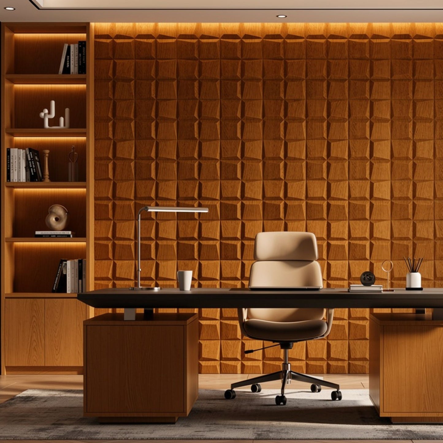 Teak Wood 3D Wall Panels Cube Design-1