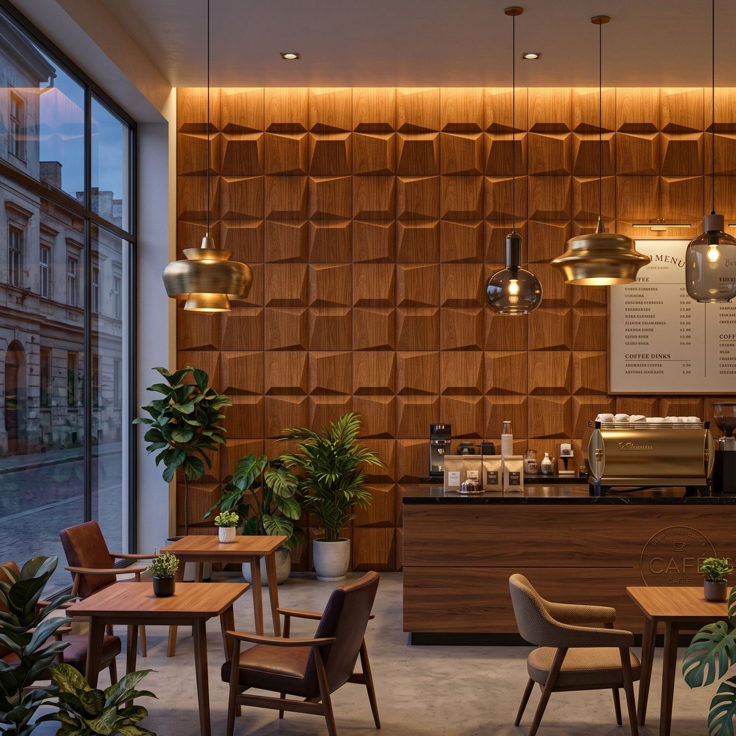 Teak Wood 3D Wall Panels Cube Design-2