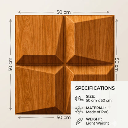 Teak Wood 3D Wall Panels Cube Design-3