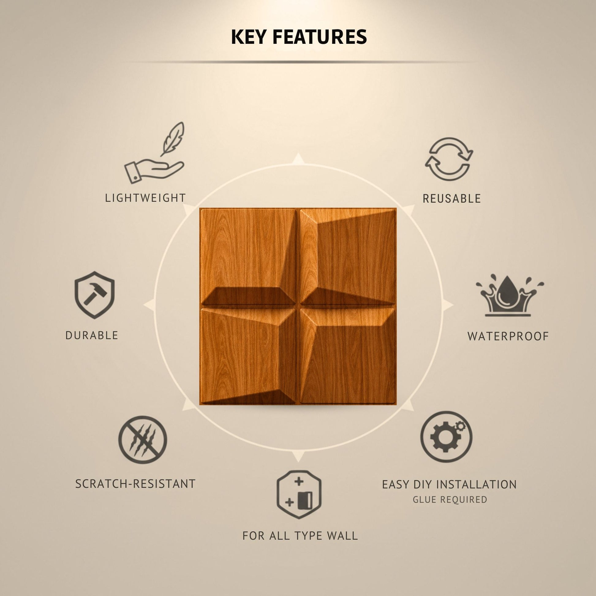Teak Wood 3D Wall Panels Cube Design-4