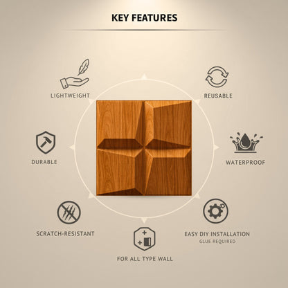 Teak Wood 3D Wall Panels Cube Design-4