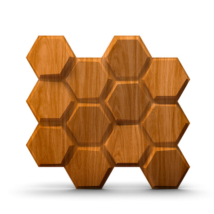 Teak Wood 3D Wall Panels Hexagon Design-td038