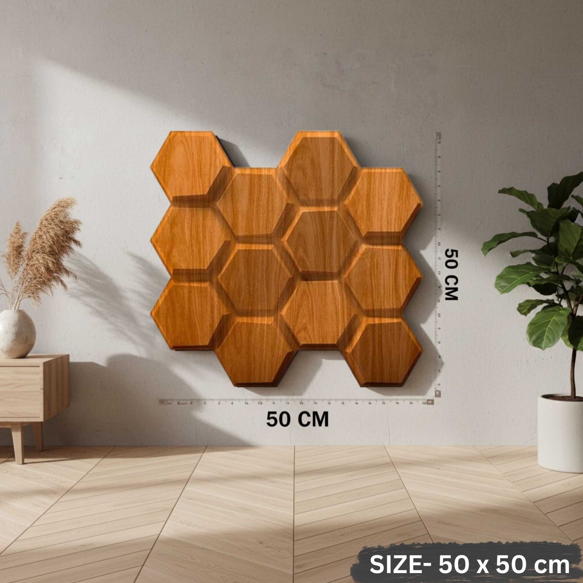 Teak Wood 3D Wall Panels Hexagon Design-td038