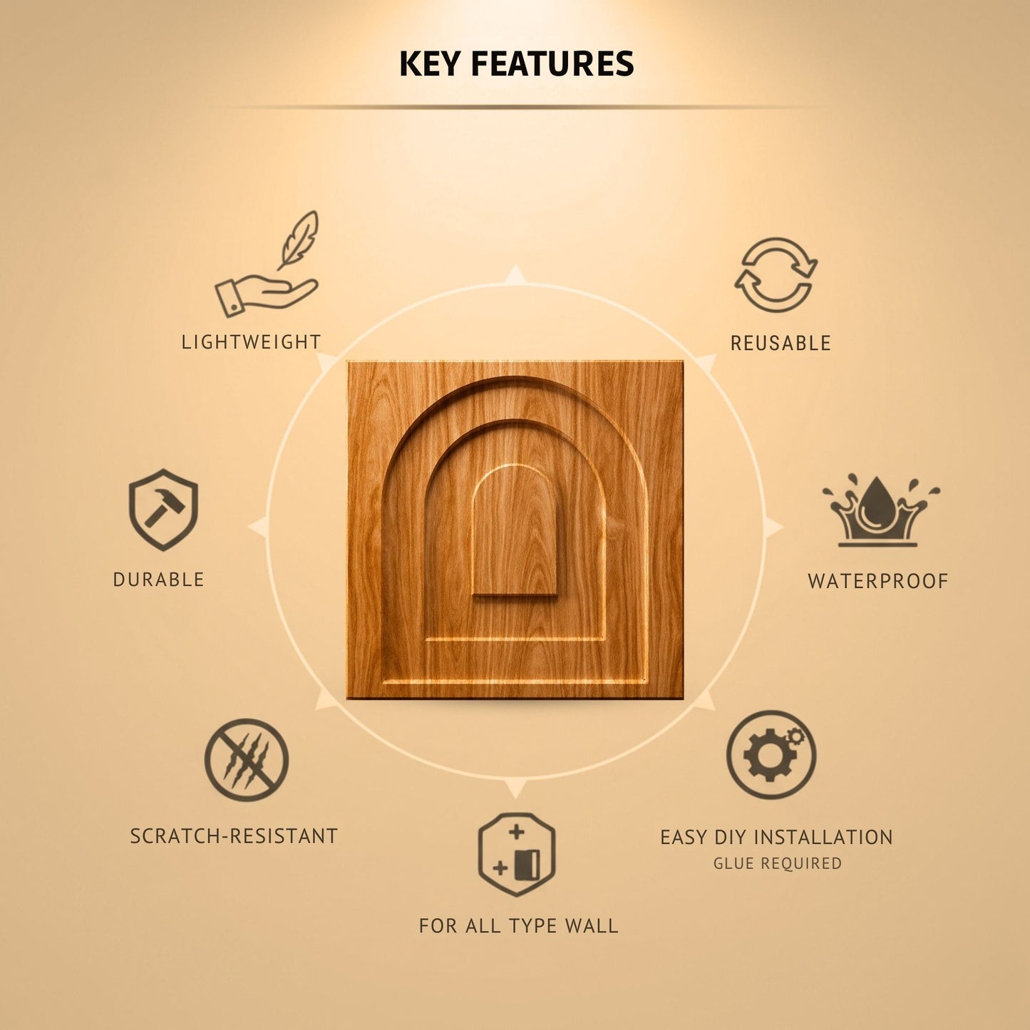 Teak Wood Archi Design 3D Wall Panel-2