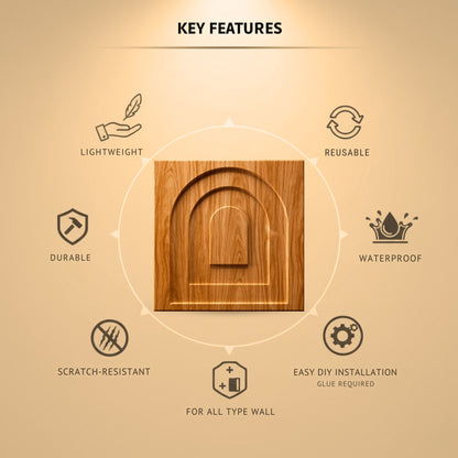 Teak Wood Archi Design 3D Wall Panel-2