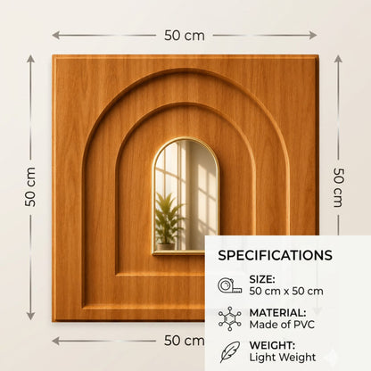 Teak Wood Copper Archi Design Acrylic 3D Wall Panel-2