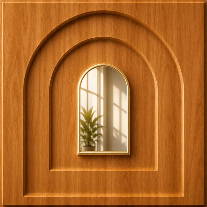 Teak Wood Copper Archi Design Acrylic 3D Wall Panel