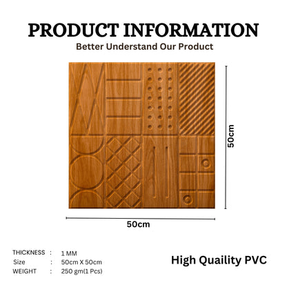 Teak Wood Self Adhesive Panels Square Design